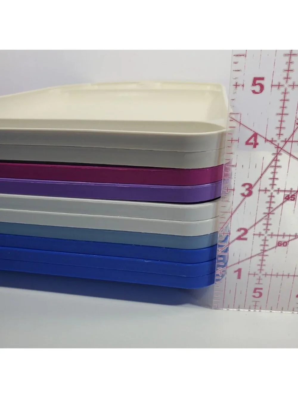 Tupperware Lunch Trays 10 Divided Dinner Camping Blue Cream Purple 1535 Vintage - Picture 11 of 11